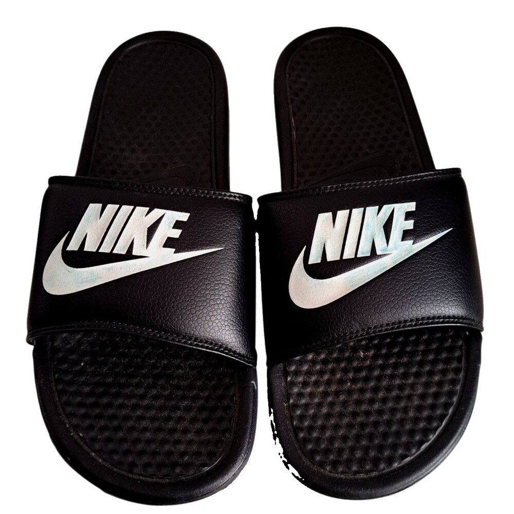 Nike Benassi JDI Men's Slide Sandals Black White Comfort House Summer Sz 10